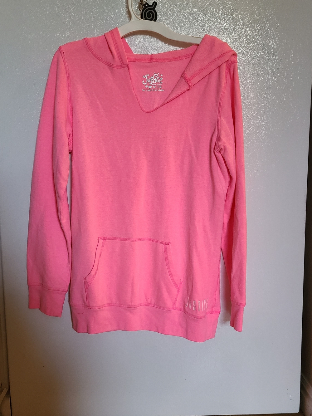 Justice Bright Pink Scoop-Neck Hoodie Sweater